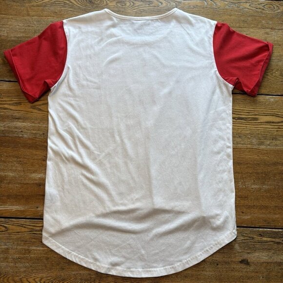 Plenty Human Wear T-shirt Mens M Red White Long Back 100% Cotton Quebec - Picture 11 of 12